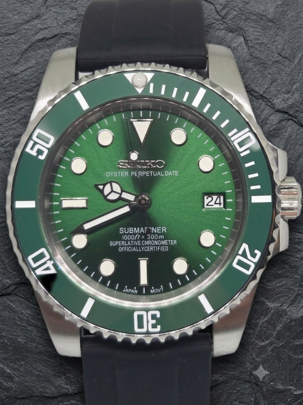 Custom 40mm Automatic Seiko Mod Watch NH35 Submariner Hulk Sport